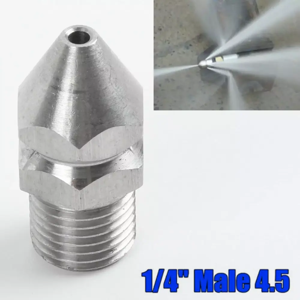 1/4'' Pressure Washer Drain Sewer Cleaning Pipe Jetter Spray Nozzle 4 Jet