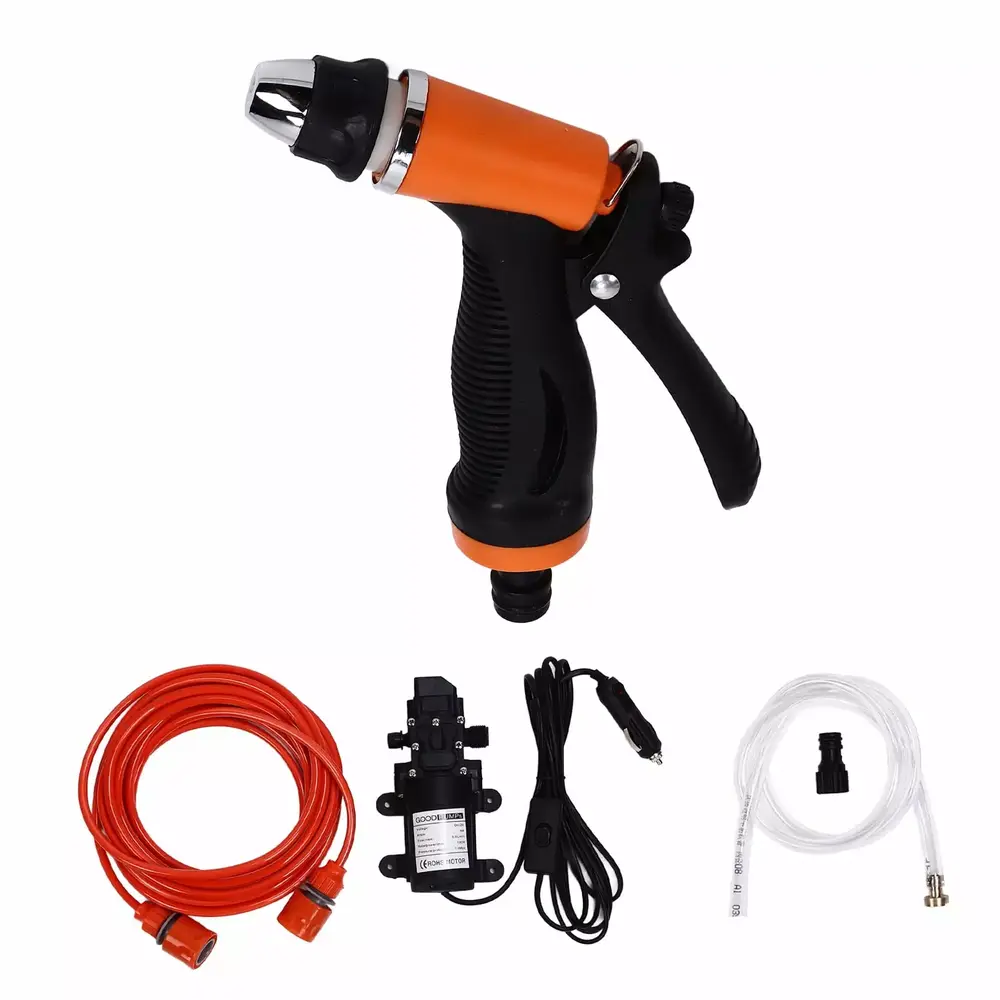 12V Pressure Washer 100W Travel-friendly Car Washer Pump Cleaning Kit for Home Garden G1/2 External Thread