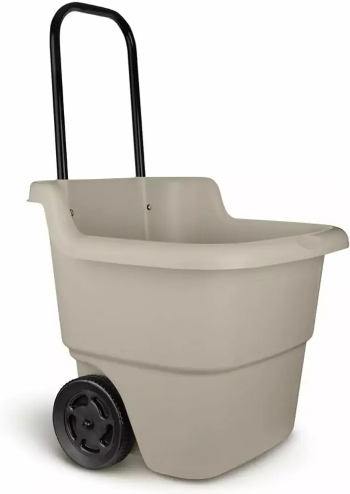 15 Gallon Resin Rolling Lawn and Utility Cart with Retractable Handle