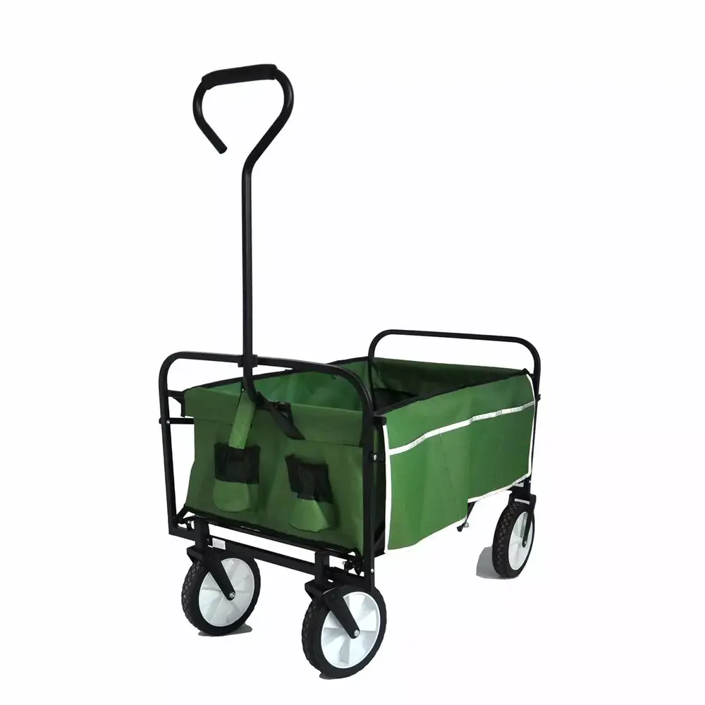 150bls Load Folding Beach Shopping Cart With Wheels. Outdoor Garden Utility Cart.Green