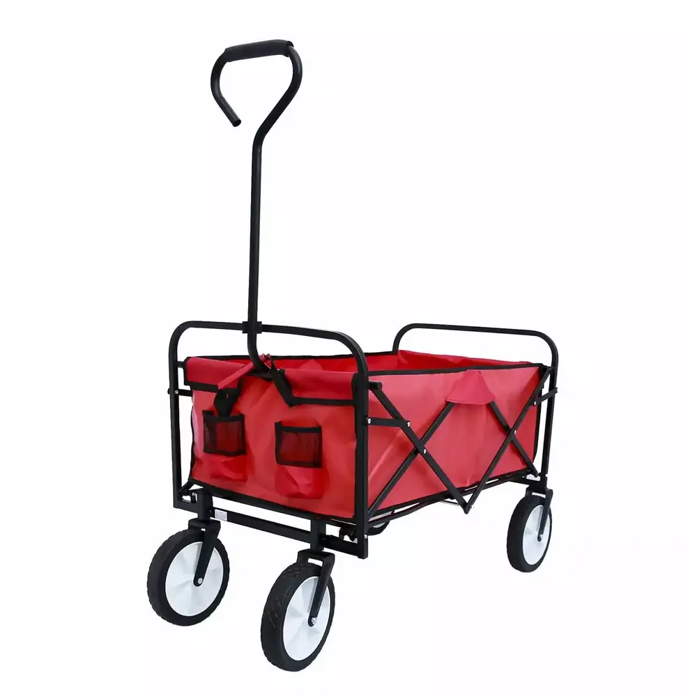 150bls Load Folding Beach Shopping Cart With Wheels. Outdoor Garden Utility Cart.Red