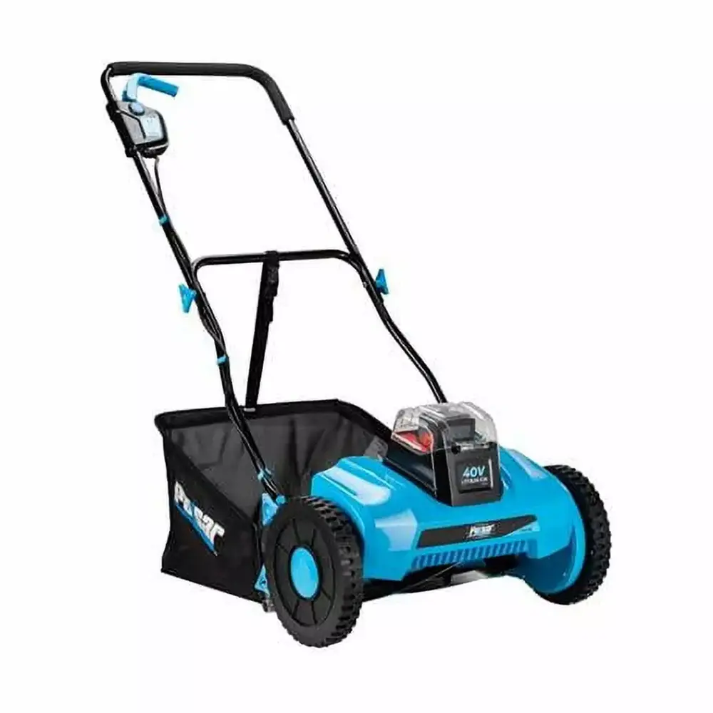 16 in. 40V Lithium Ion Cordless Cutting Path Reel Mower with 2Ah Battery. Blue
