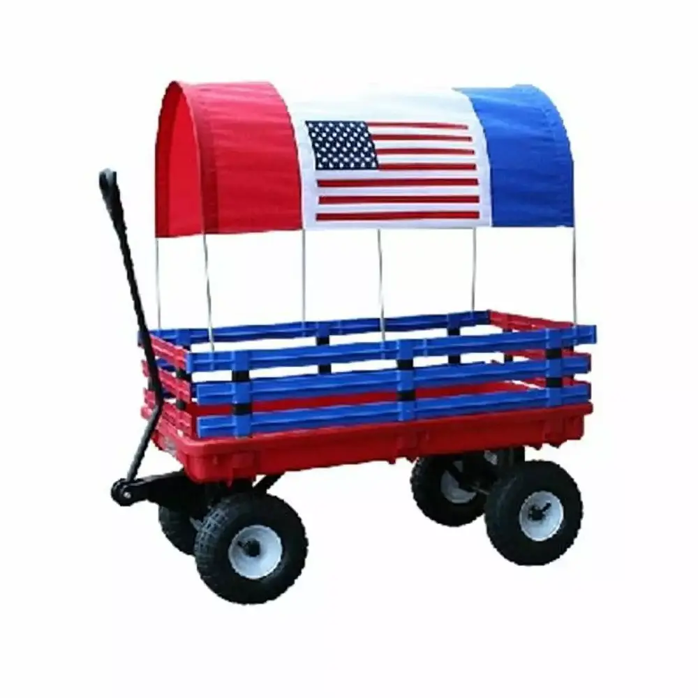 20 in. x 38 in. Red Plastic Deck Wagon with 4 in. x 10 in. Tires