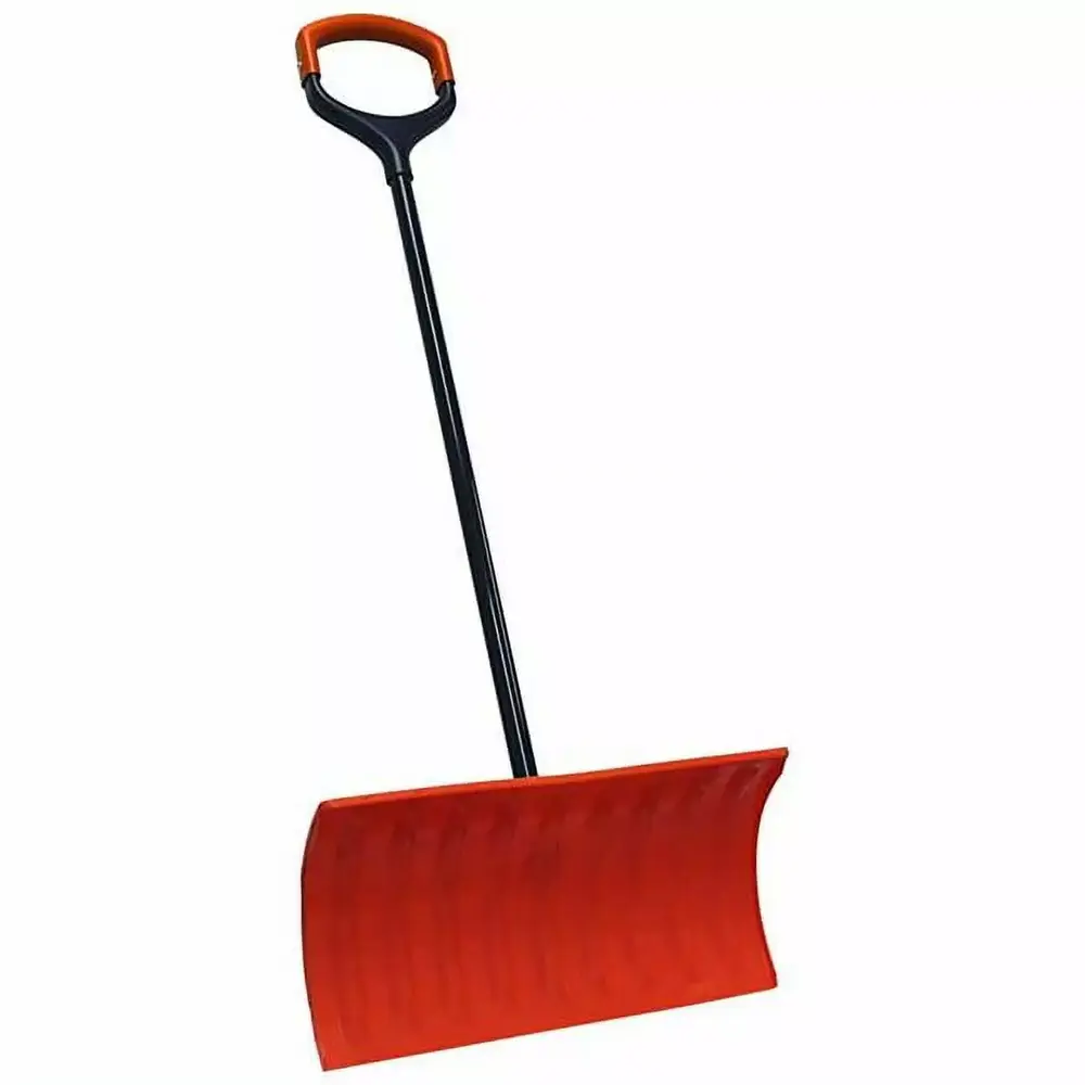 21 in. Poly Pusher Snow Shovel Wooden Handle - Orange