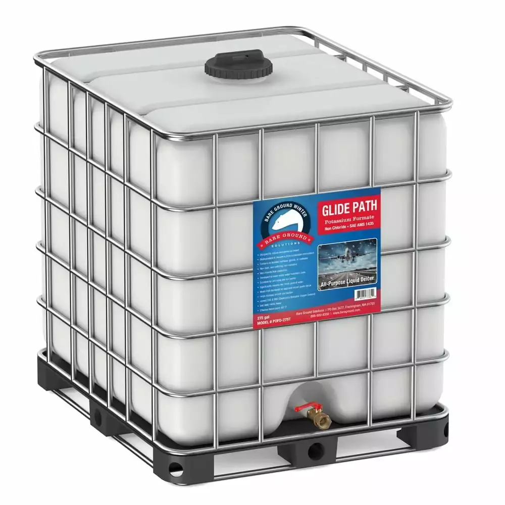 275 Gallon Skidded Tote Bare Ground Glide Path Potassium Formate Liquid Deicer