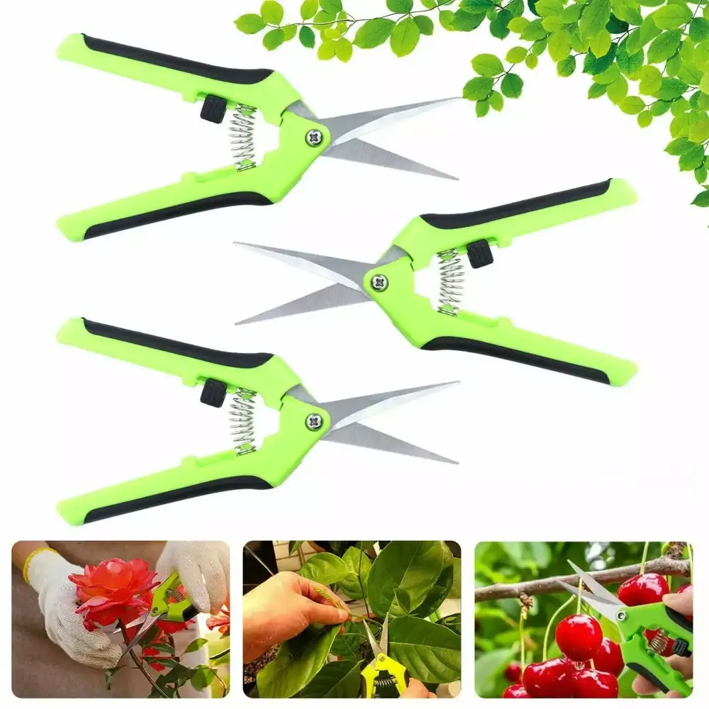 3-Pack Curved Blade Garden Scissors Trimmers Harvest Pruning Plants Trimming