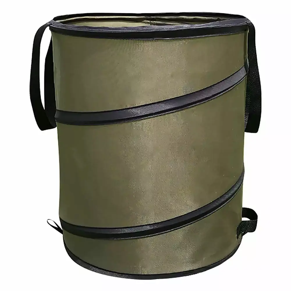30-Gallon Travel-friendly Camping Trash Can: Foldable Pop-up Collapsible Bin for Outdoor Cleanup and Garbage Disposal