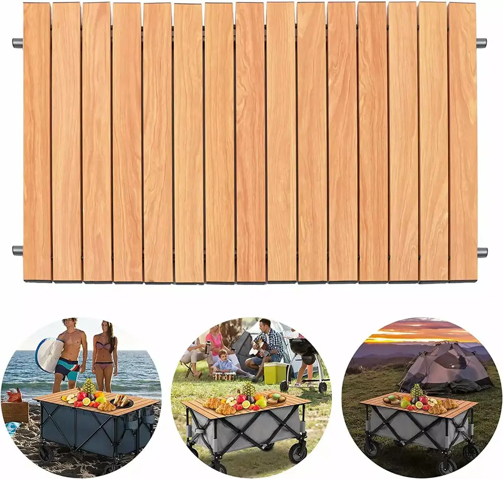 Miumaeov Outdoor Folding Wagon Cart Table Board Garden Beach Trolley Buggy Board Long-lasting Heavy Duty Extra Large Travel-friendly Camping Beach Utilit Cart with Adjustable Push Pull Handle