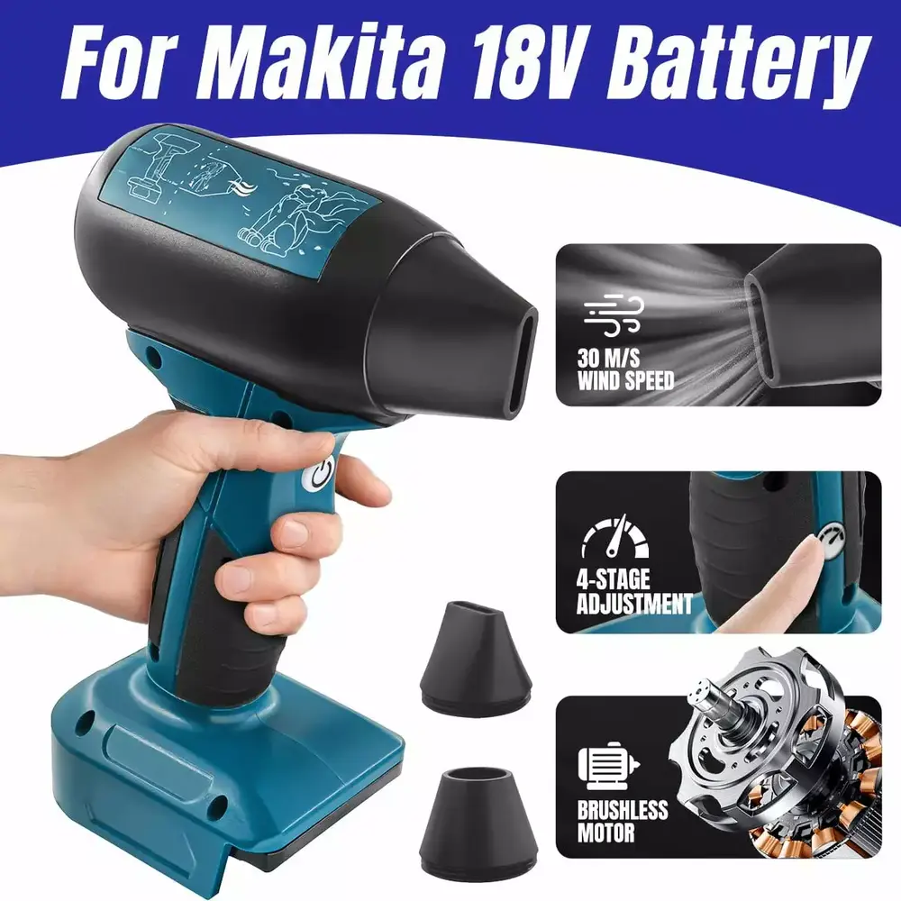 ALLTIMES Mini Jet Blower Travel-friendly Violent Turbo Fan for Makita 18V li-on Batteries. 130000Rpm 4 Speed Mode