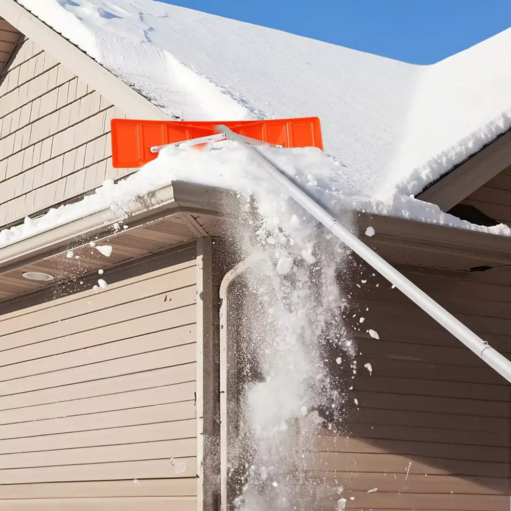 BENTISM Snow Rake 25'' ABS Blade Snow Removal Tool 21ft Aluminium Roof Shovel
