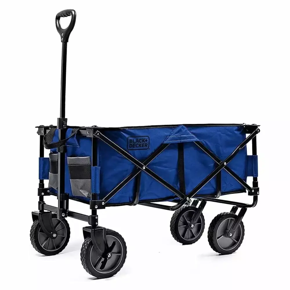 BLACK+DECKER Collapsible Storage Cart. Folding Utility Wagon. Holds up to 176 lbs.. Blue (BDSTCTBL02)