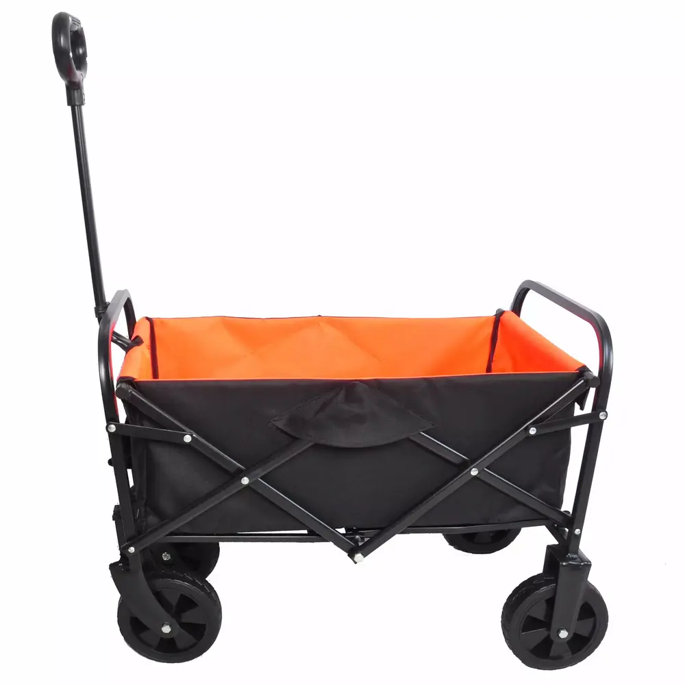 Capri Collapsible Wagon Cart for Garden Camping Beach. Hold Up To 150lbs. All-Terrain Wheels. Black