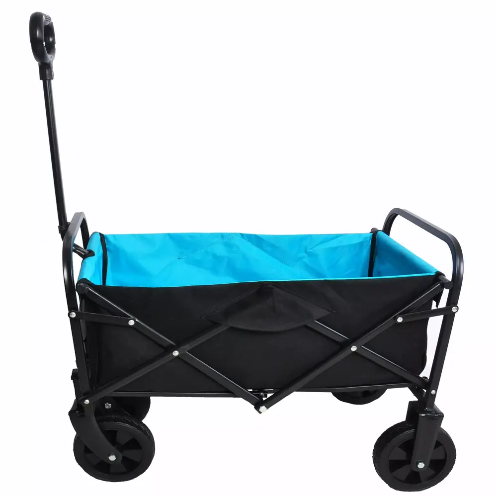 Capri Collapsible Wagon Cart for Garden Camping Beach. Hold Up To 150lbs. All-Terrain Wheels. Black