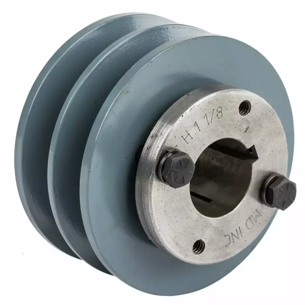 Cast Iron 3.75 Dual Groove Belt B Section 5L Pulley w/ 1-1/8 Sheave Bushing