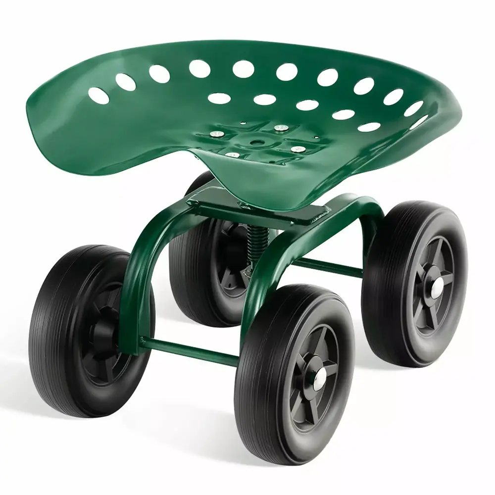 Costway Rolling Garden Cart Heavy Duty Workseat with 360 Swivel Seat & Adjustable Height