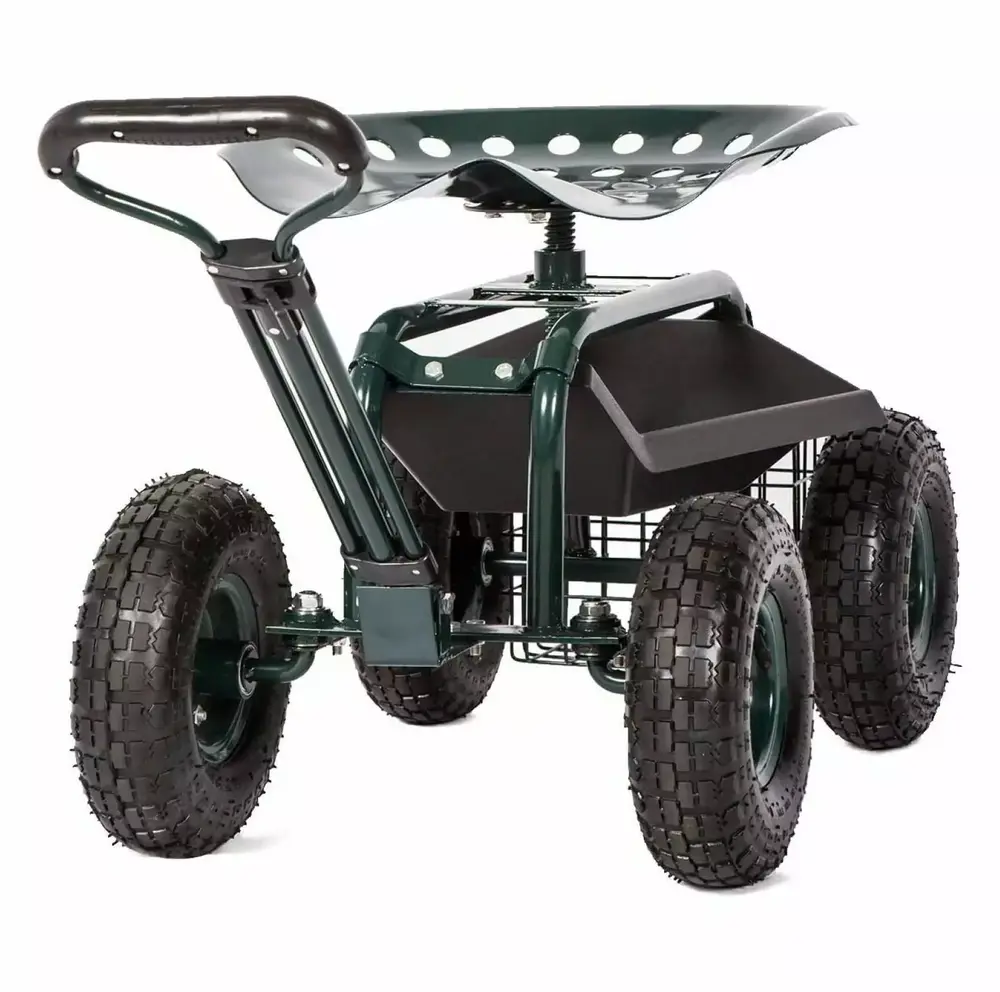 Garden Cart Rolling Work Seat with Tool Tray Heavy Duty Scooter Gardening Planting
