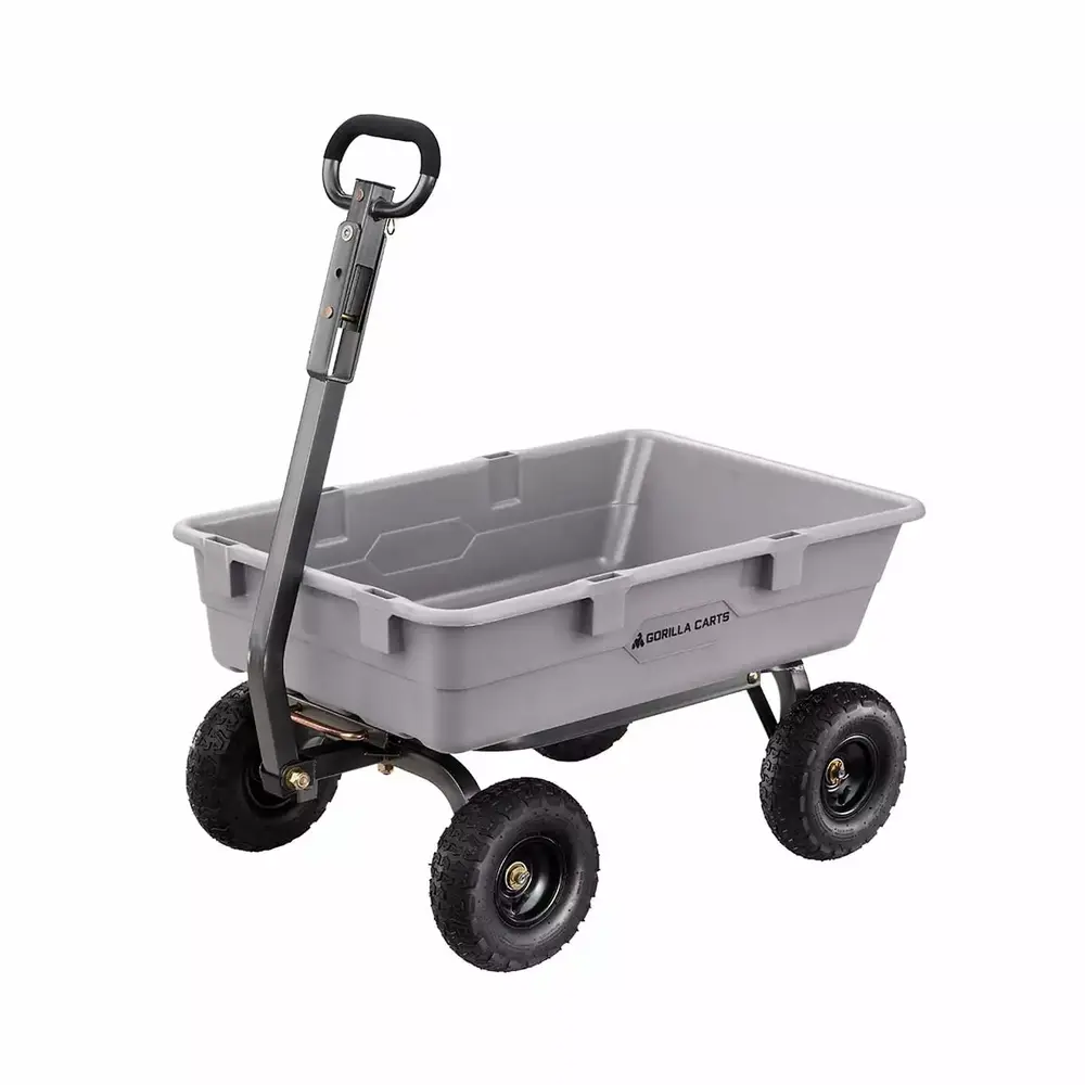 Gorilla Carts 800 Pound Capacity Heavy Duty Poly Yard Dump Utility Cart. Gray