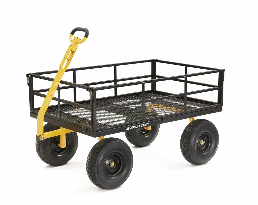 Gorilla Carts GOR1400-Com 1400-lb. Heavy-Duty Steel Utility Cart. 15 Tires. 52 x 34 Steel Bed