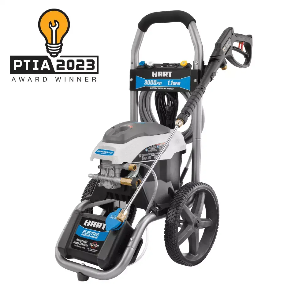 HART 3000PSI 1.1 GPM Cold Water Electric Pressure Washer. Brushless Motor