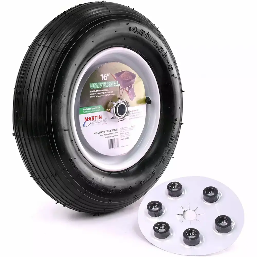 JIARUI 480/400-8 16 Pneumatic Wheelbarrow Wheel 6x3/4 Hub