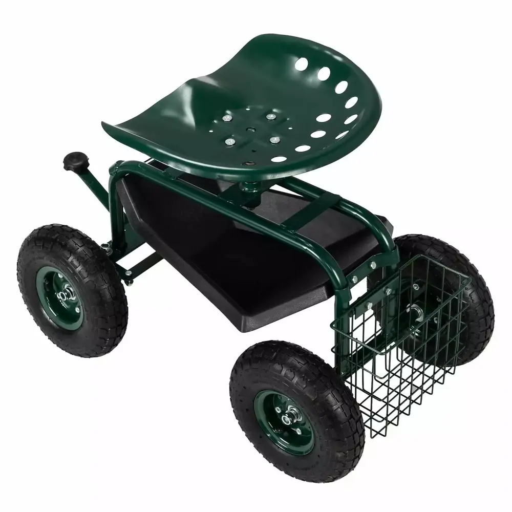 Ktaxon 4-Wheel Garden Cart Mobile Rolling Work Seat Green