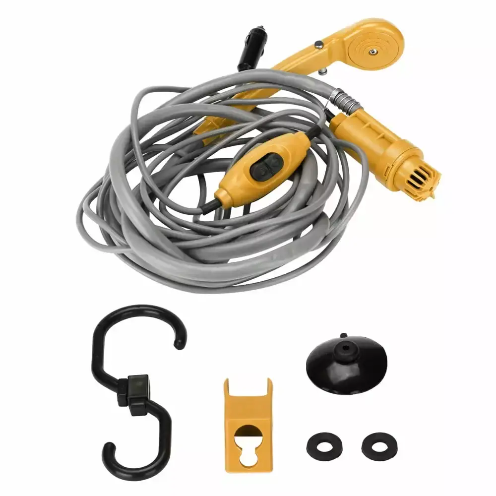 Slhljlin Camping & Hiking 12V Car Washing Machine Travel-friendly High Pressure Water Pump Outdoor Shower (Yellow )