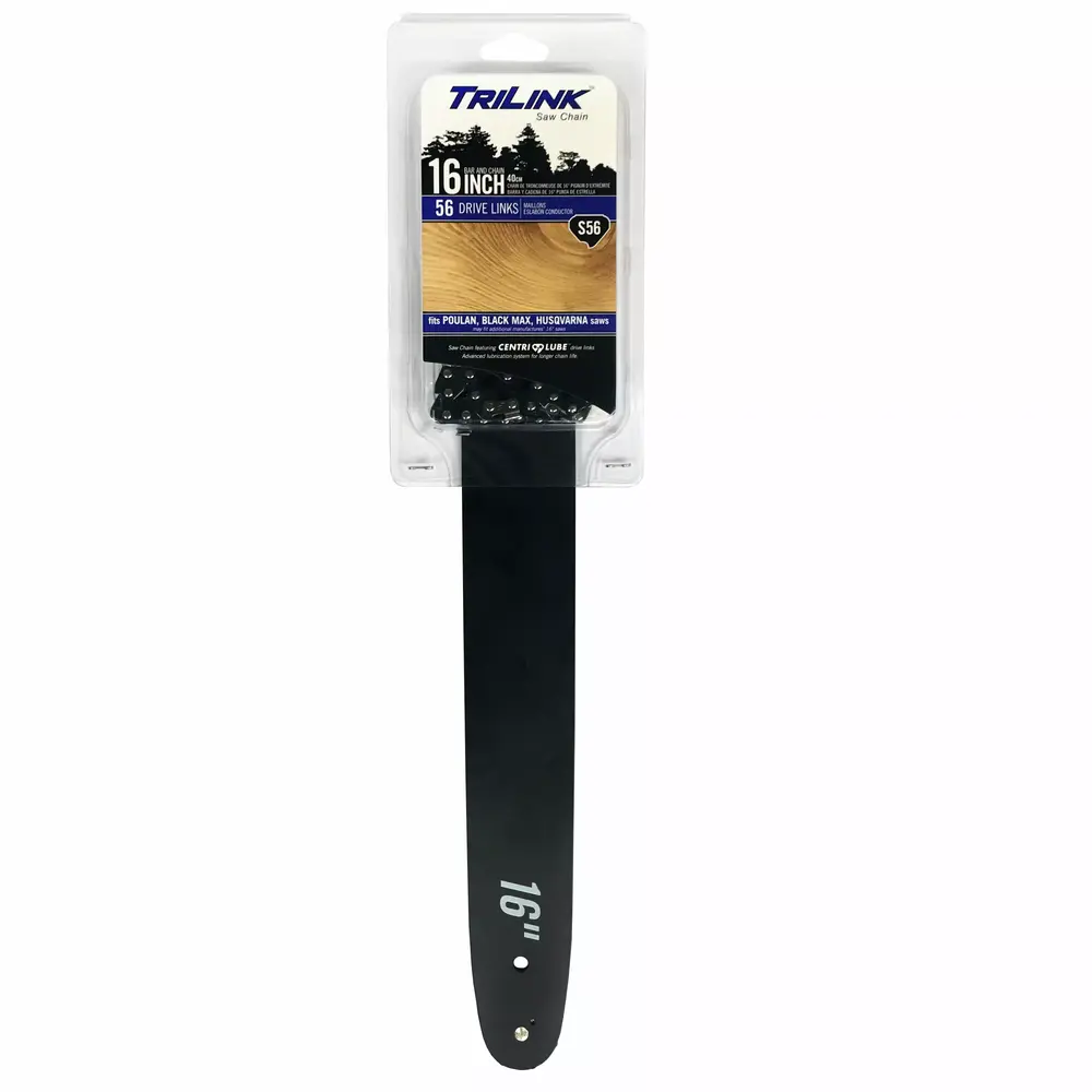 Trilink Saw Chain S56 - 16 Guide Bar/Chain Combo Replacement Parts for Chainsaw; 56 Drive Links. Semi-Chisel
