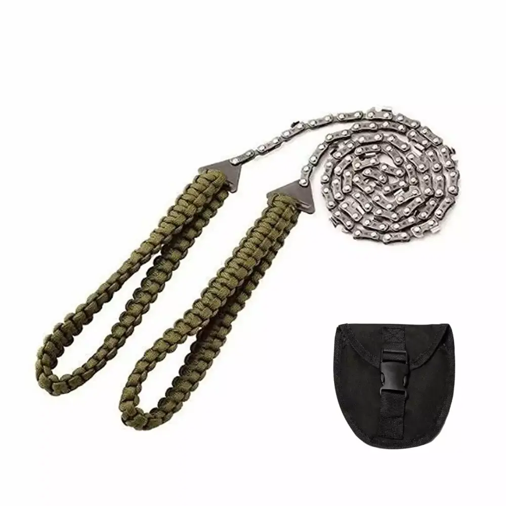 Ugroup 27 Inch 11 Pocket Chainsaw with Paracord Handle Hand Chain Saw Outdoor Emergency Survival Gear