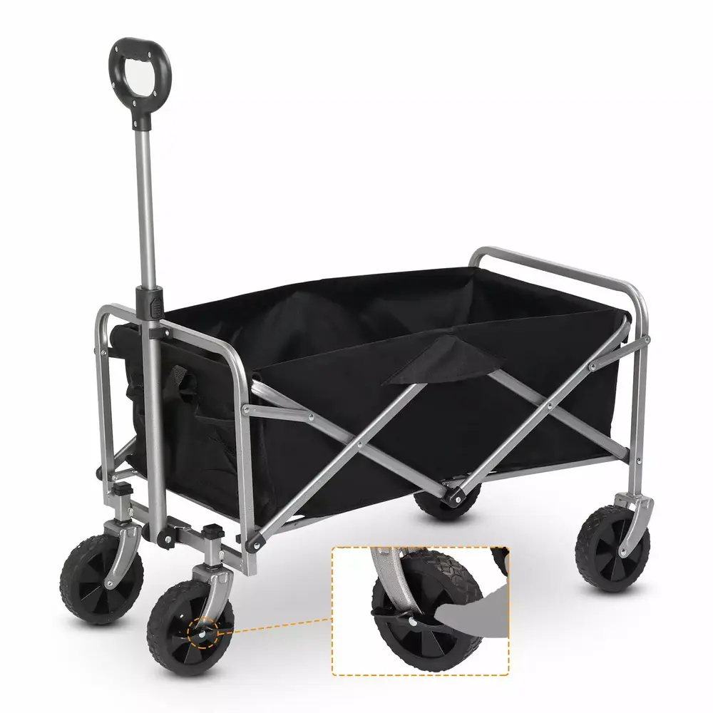 ZGBY Collapsible Folding Wagon Cart Outdoor Beach Wagon With All Terrain Wheels Black