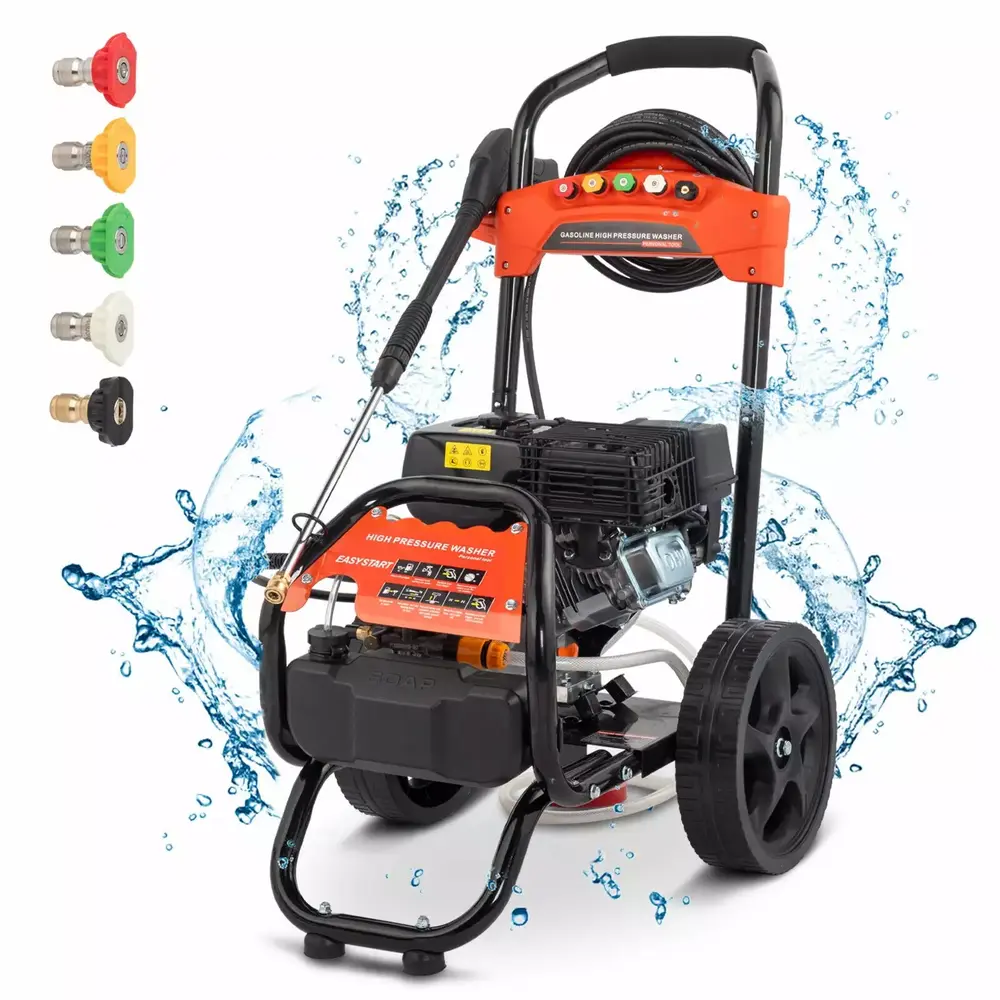 ZGBY Gas Pressure Powered Washer 3200 Psi 2.5 Gpm 5 Nozzles 26Ft