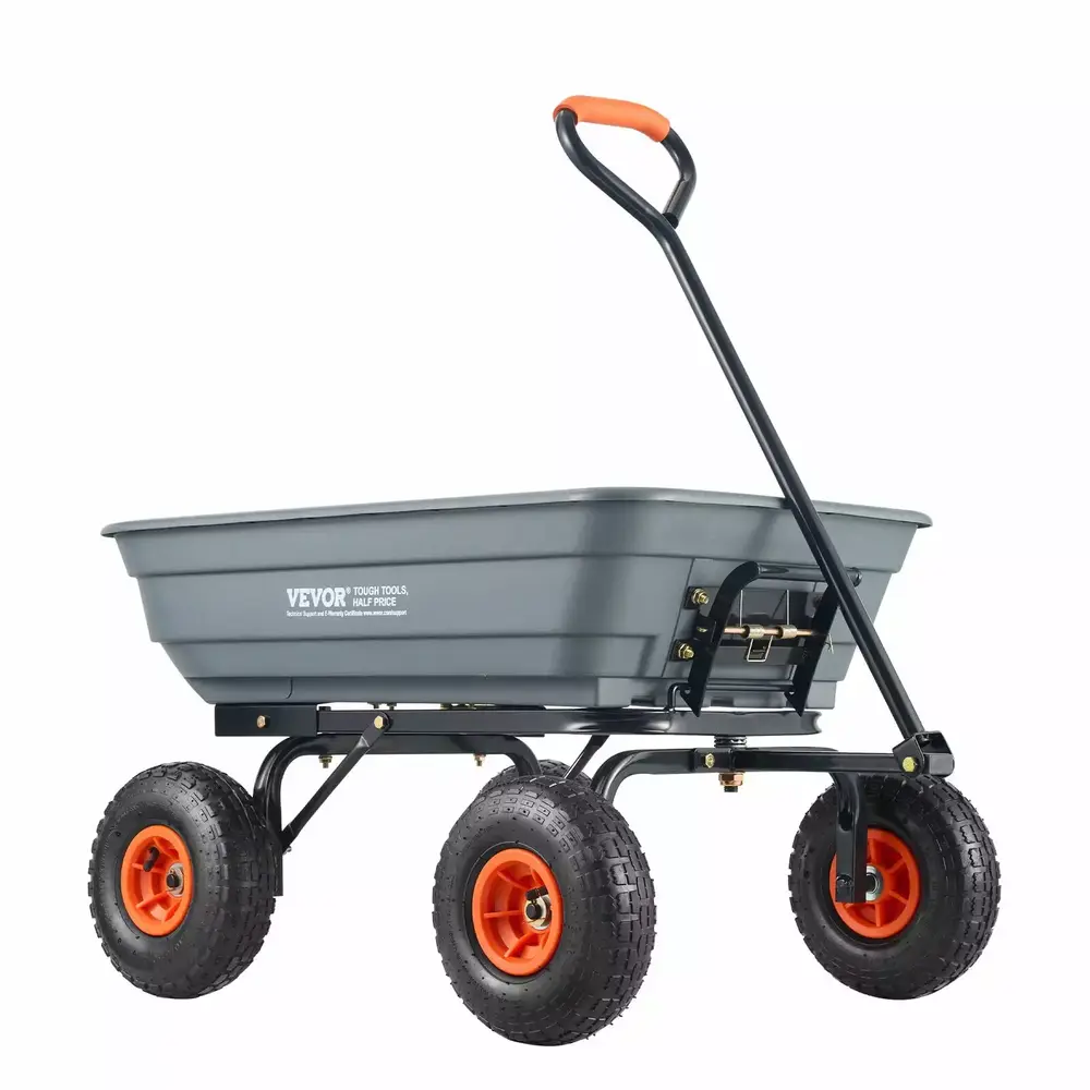 ZGBY Poly Garden Dump Cart Heavy-Duty Yard Carts And Wagons 4 Cu.Ft 600 Lbs