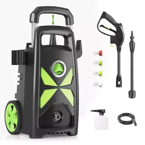 Zateety 3400 PSI Electric Pressure Washer for Effective Car Washing and Driveway Cleaning - Complete with Foam Cannon