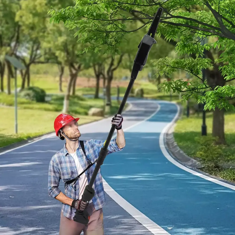 ZhdnBhnos Cordless Pole Chain Saw Electric Chainsaw Tree Pruner Trimmer Branch Cutter with Battery & Charger