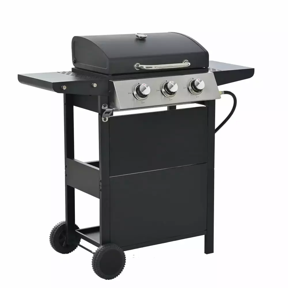 Outdoor Propane Gas Grill 30000 BTU 3 Burner Stainless Steel Gas Grill Barbecue Grill 2 Foldable Shelves