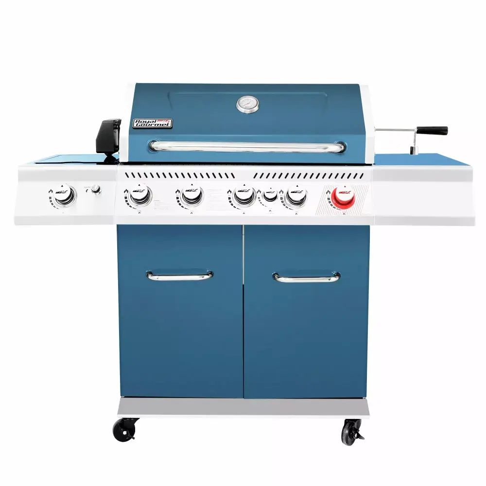 Royal Gourmet GA5403B 5-Burner BBQ Cabinet Style Gas Grill Rotisserie Kit Rear Burner Rear Burner and Side Burner