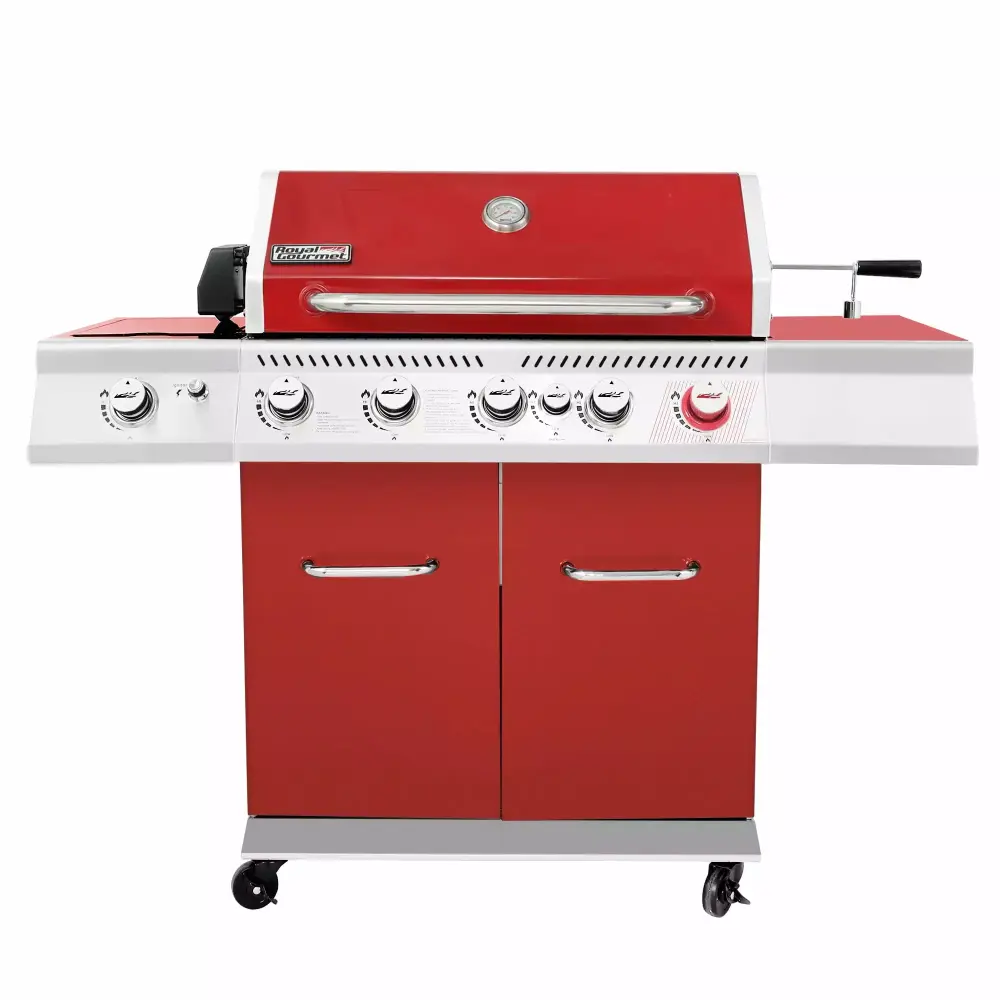 Royal Gourmet GA5403R 5-Burner BBQ Cabinet Style Gas Grill Rotisserie Kit Rear Burner Sear Burner and Side Burner