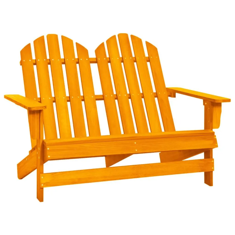 2-Seater Patio Adirondack Chair Solid Wood Fir Orange Outdoor Garden Furniture