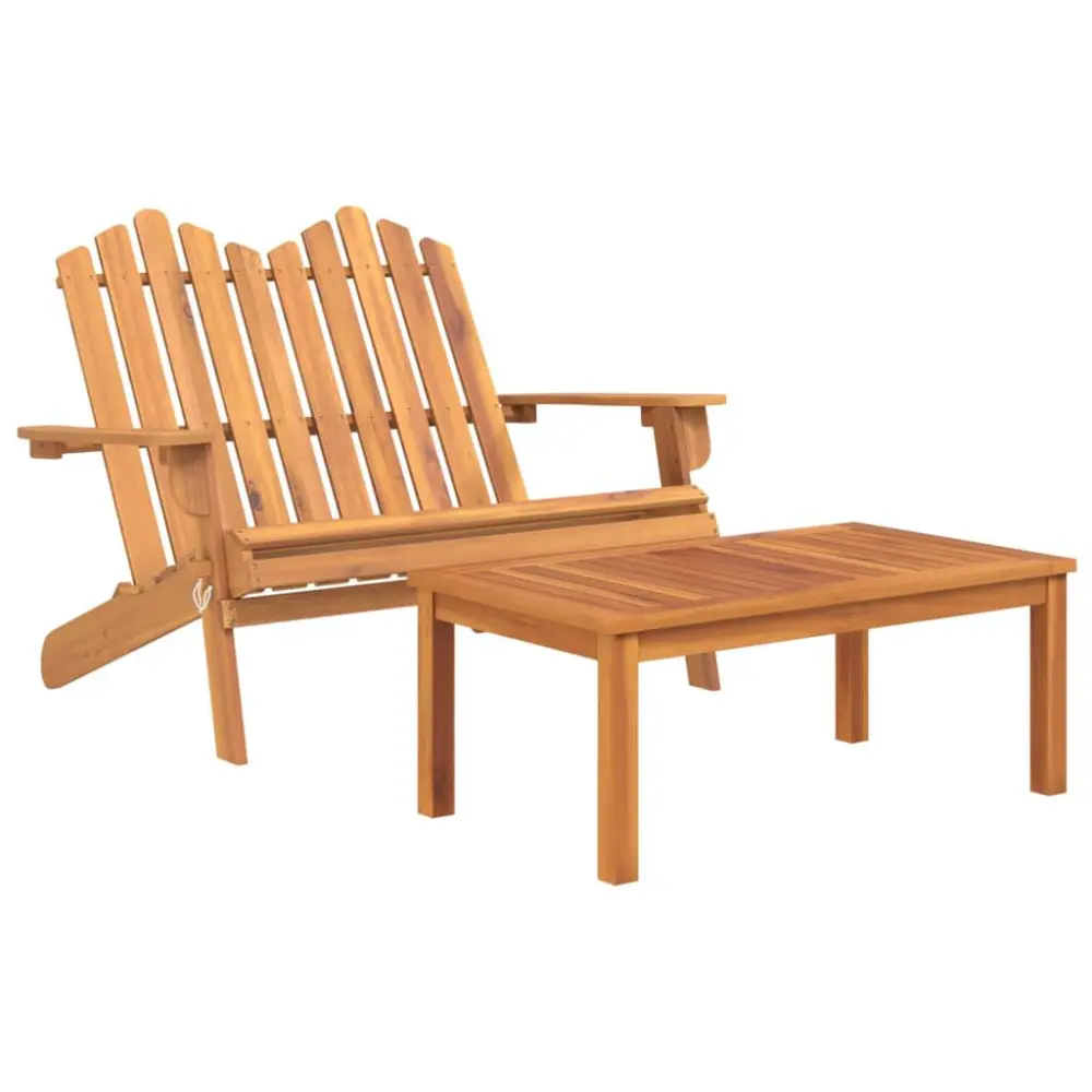 2 Piece Adirondack Patio Lounge Set Solid Wood Acacia Outdoor Chairs