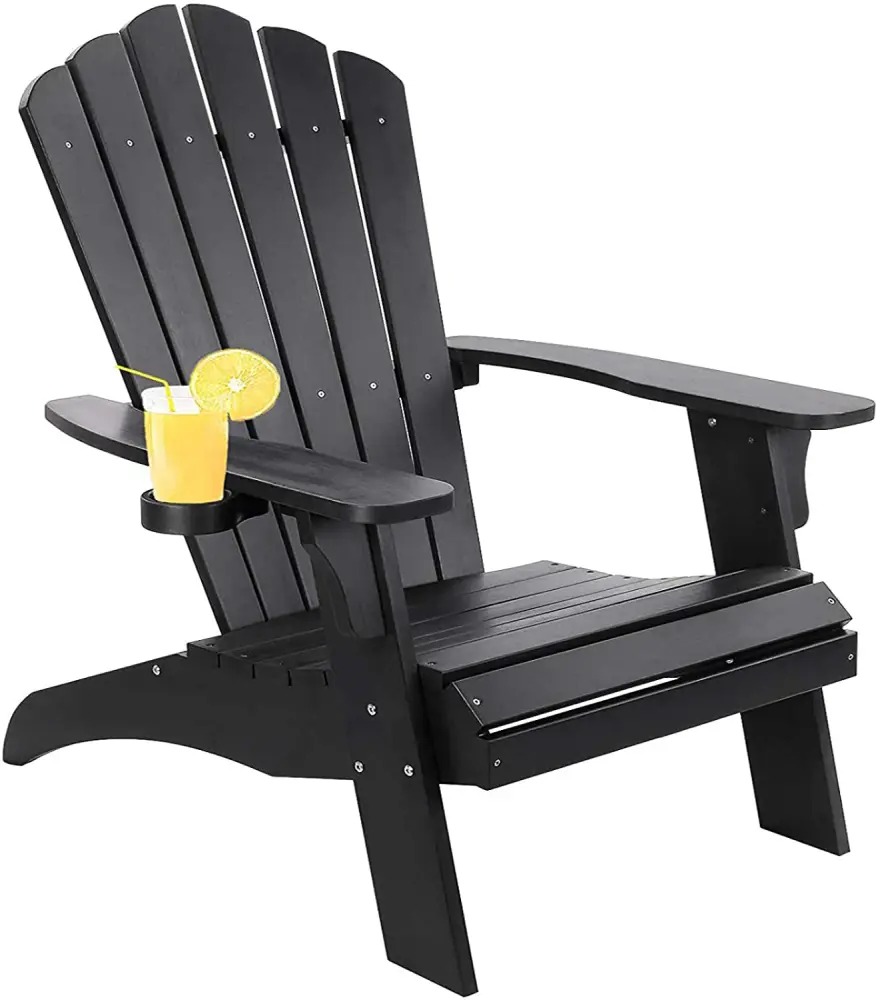 Black Polystyrene Adirondack Chair Outdoor Plastic Patio Furniture w969 -modern muse-