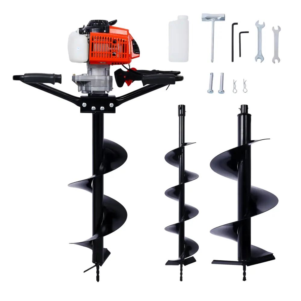 2.7HP Gas Powered Post Hole Digger 63Cc Two Person Handle Auger g-h