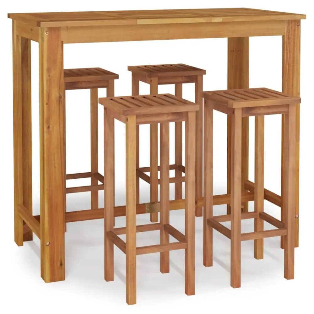 5 Piece Patio Bar Set Solid Wood Acacia Outdoor Bar Furniture