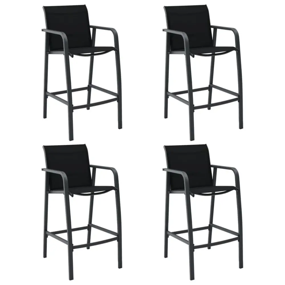 Black Textilene Patio Bar Chairs 4 Piece Set