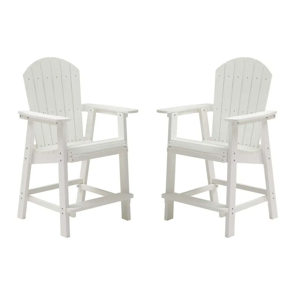 Hips Bar Chair Armrest Patio Bar Chair Set 2 White Matte White Outdoor Stools justone outdoor -premium-