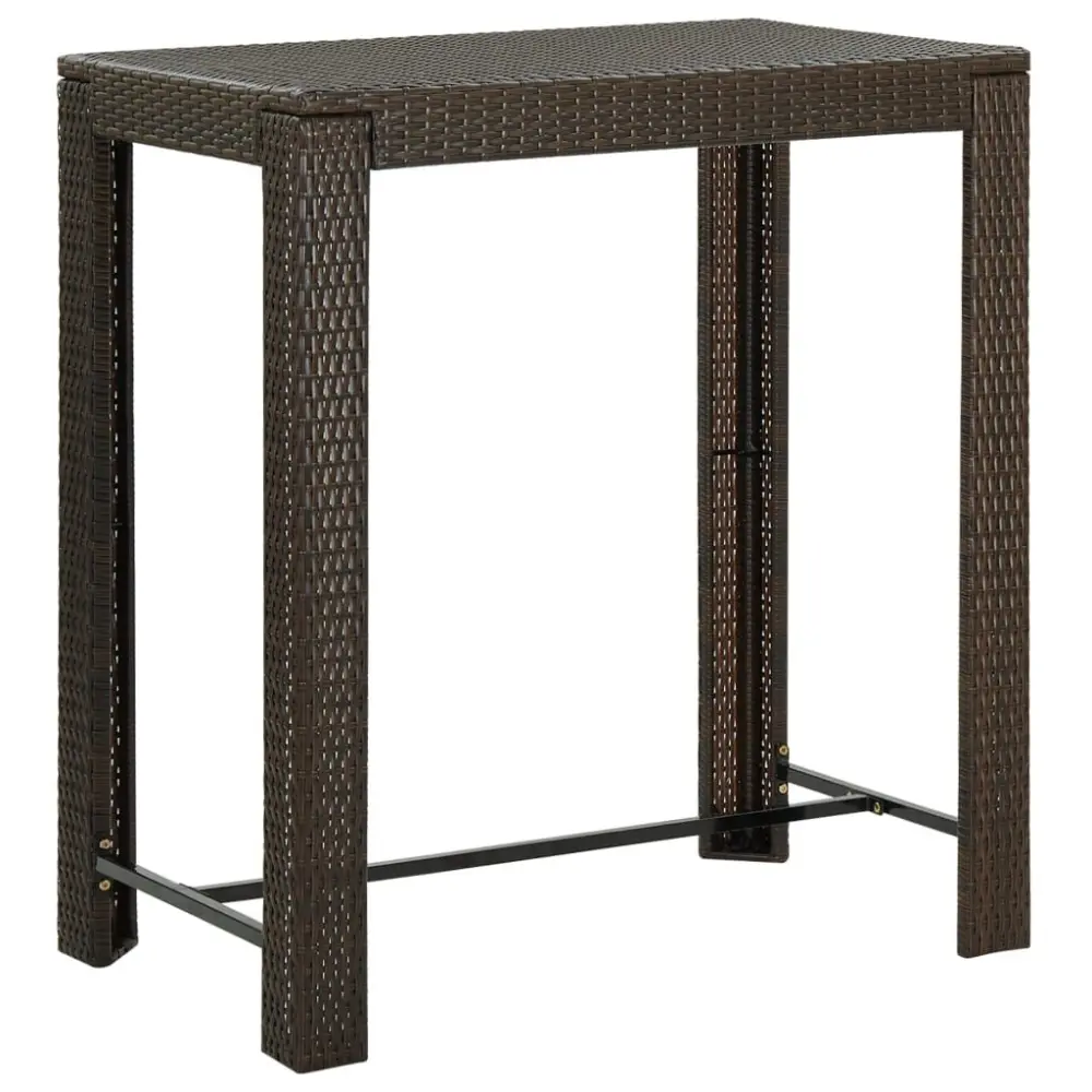 39.4x23.8 Inch Patio Bar Table Brown Poly Rattan Outdoor Bar Furniture