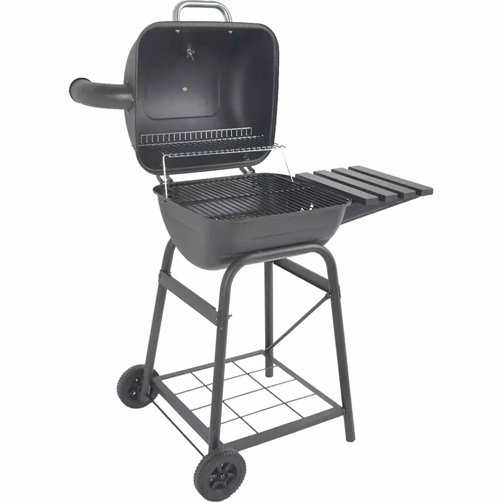 26 Inch Mini Barrel Steel Charcoal Grill Black 306 Square Inch Cooking Surface Outdoor BBQ KENID