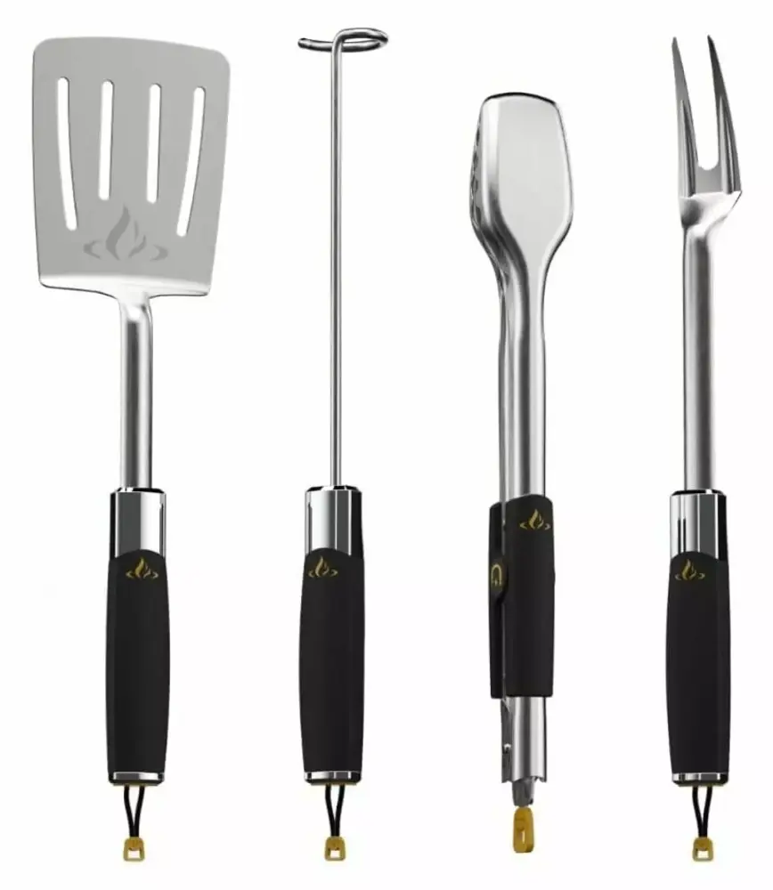 LeCeleBee Prime Essential Pellet Grill Kit Heavy Duty Stainless Steel Barbecue Tool Set 4 Piece