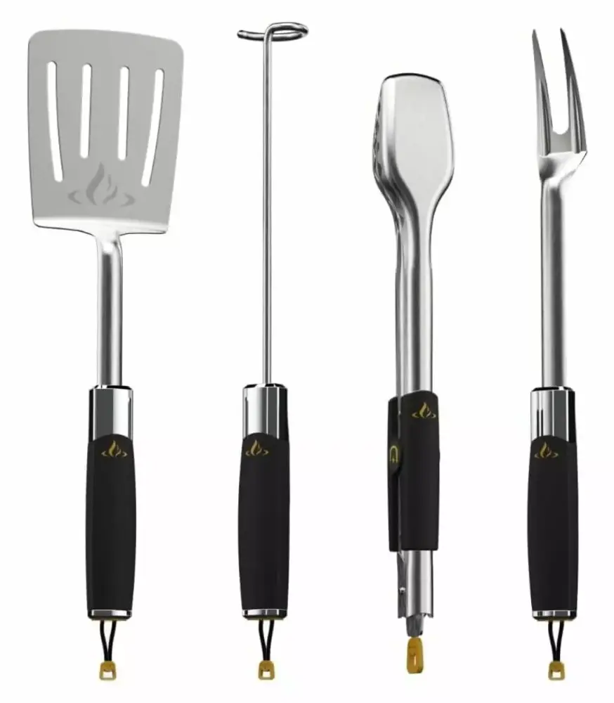ZiaZbYinY Prime Essential Pellet Grill Kit Heavy Duty Stainless Steel Barbecue Tool Set 4 Piece