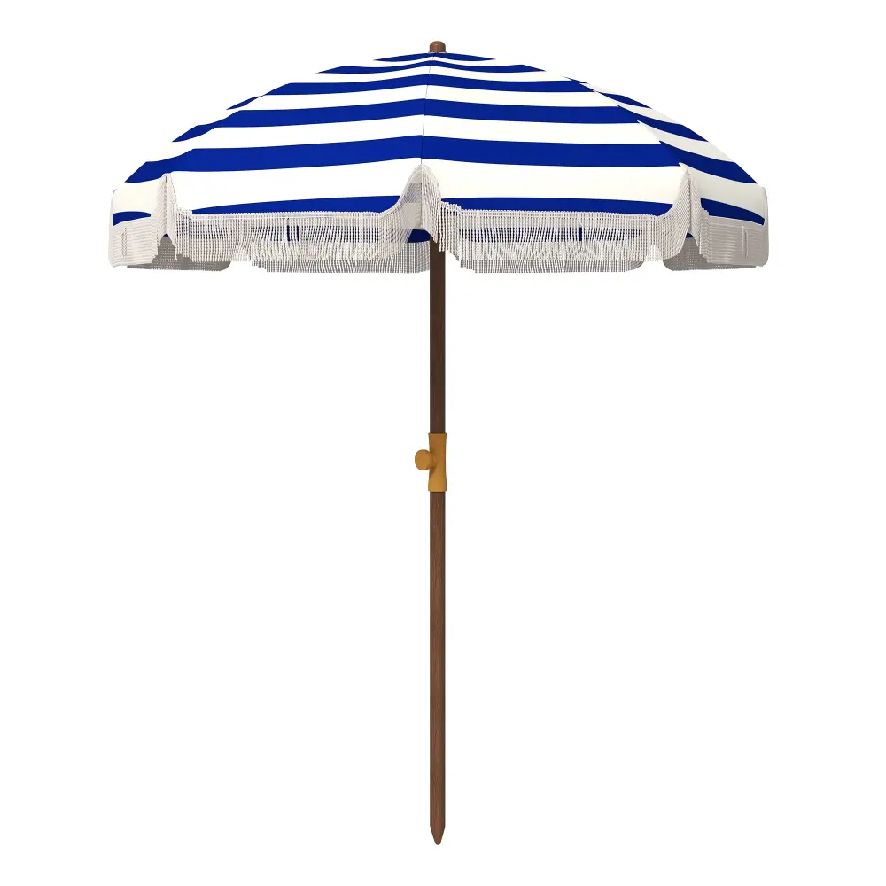 Outsunny 6.2 Foot Travel Friendly Beach Umbrella UV 40 Ruffled Outdoor Umbrella aosom business