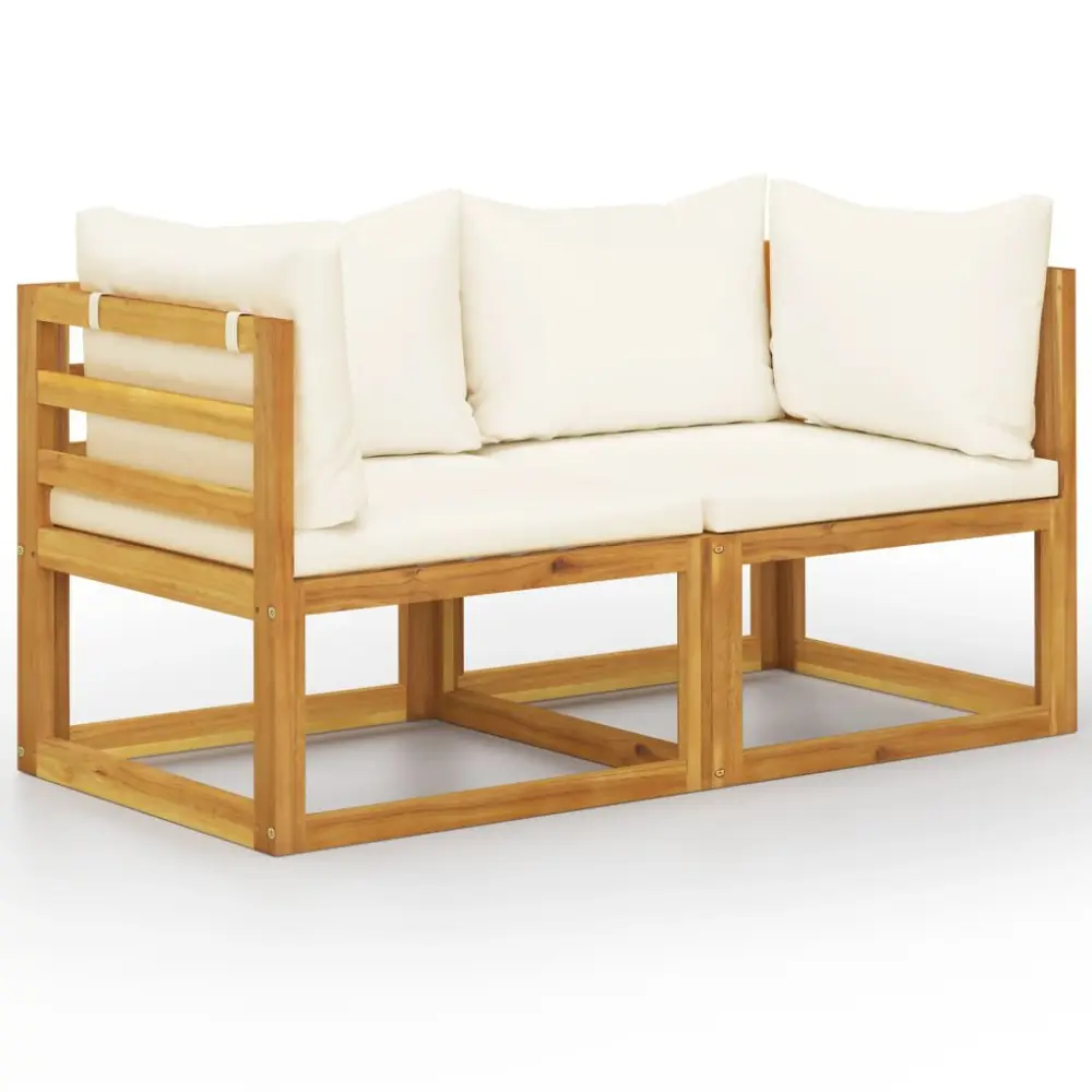2-Seater Patio Bench Cream White Cushions Outdoor Garden Seating