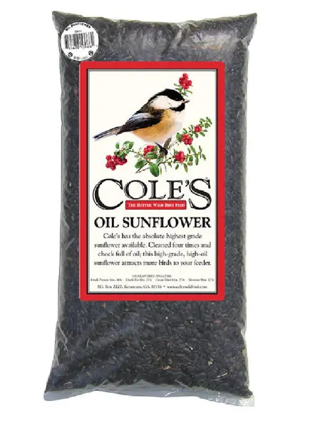 Cole's OS08 Oil Sunflower Bird Food 8 Lb High Energy Wild Bird Seed